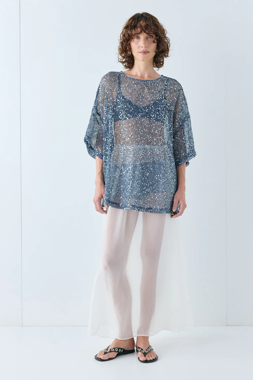 Arden Sequin Top Navy